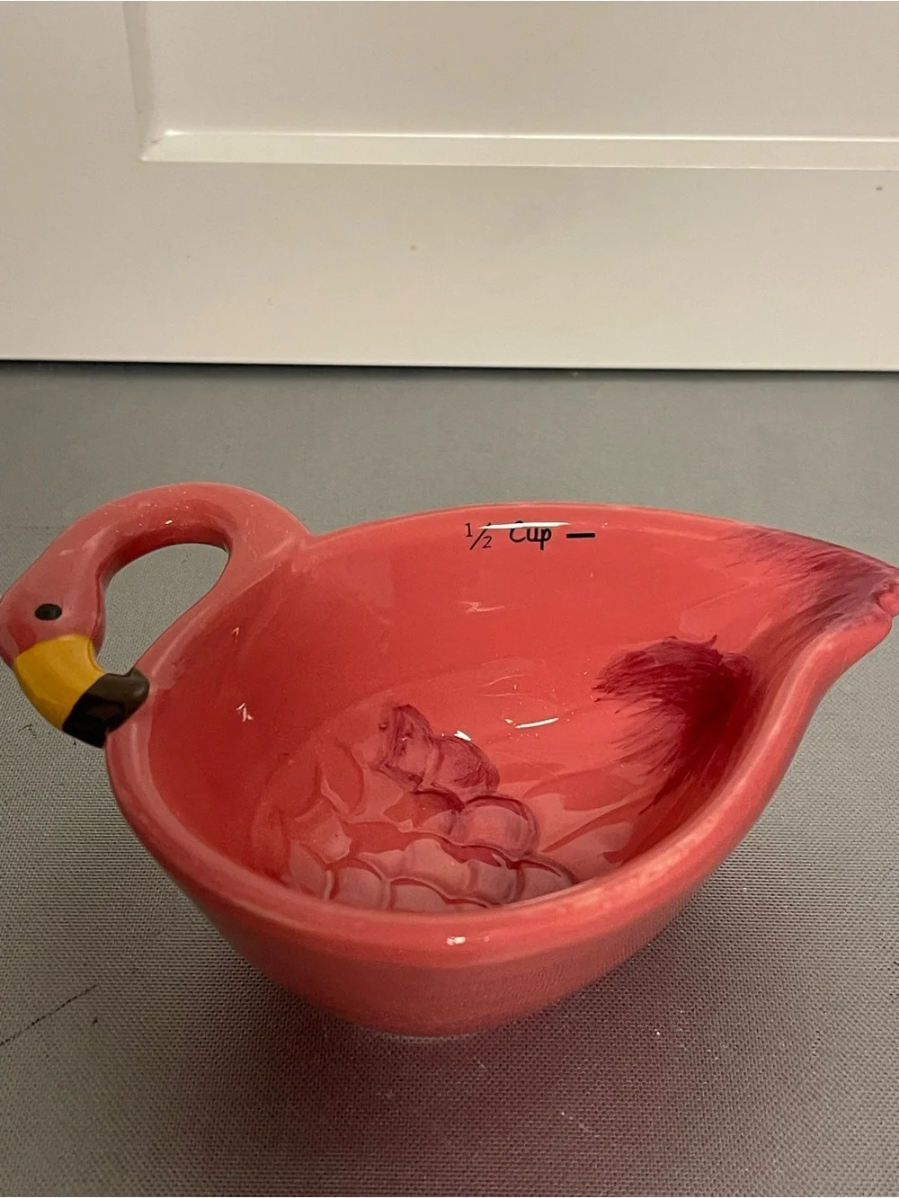 Pink Ceramic Flamingo Stackable Measuring Cups - Pink- Excellent Condition